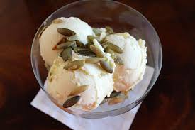 Olive Oil Ice Cream With Roasted Salted Pumpkin Seeds Gourmet Gamine Olive Oil Ice Cream Ice Cream Gourmet