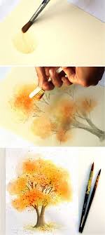 Easy Watercolor Painting Tree With Fall Colors A Piece Of Rainbow Watercolor Art Diy Watercolor Painting Techniques Watercolor Paintings Easy