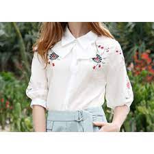 بلوزة بيضاء صيفي بالأزهار الصغيرة المتفرقة small rose fashion