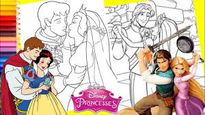 Tangled rapunzel wedding coloring pages. Disney Royal Wedding Princess Snow White Prince Charming And Rapunzel Flynn Coloring Pages Youtube