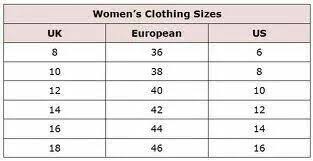 Womens Conversion Sizes Womens Fashion That I Love Plus