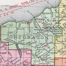 Ontonagon County Michigan 1911 Map Rand Mcnally Rockland Greenland Ewen Bruce Crossing Bergland Flintsteel Topaz Choate C Ontonagon County Map Map