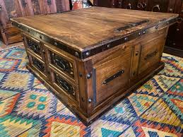 Best match newest most popular name lowest price highest price. 9 Lift Top Trunk Coffee Table With Tooled Leather Inlay The Rustic Gallery