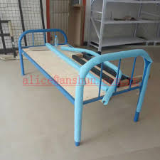 China Dormitory Landing Bed Hostel Single Wrought Iron Bed With Wood Board China Single Bed Iron Single Bed