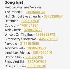 Here we are going to share the list of loud music roblox id so copy the code and use the best loud sound music track in the roblox game. Melanie Martinez Song Ids Bloxburg Song Codes Song Codes Roblox