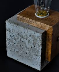 Handmade Concrete Wood Cube Lamp Concretelamp Cube Lamps Concrete Wood Table Lamp Wood