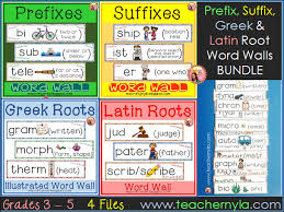 prefix suffix greek and latin root word wall bundle