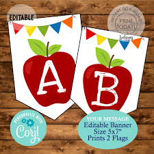 Editable Banner Back To School Printable Banner Apple Etsy School Decorations Printable Banner Banner