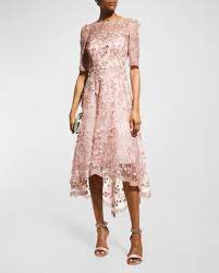 Rickie Freeman for Teri Jon 3D Embellished Lace High-Low Tulle Dress |  Neiman Marcus