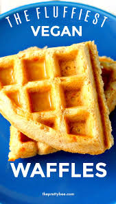Light And Fluffy Vegan Waffles With Blueberry Sauce The Pretty Bee Recipe Vegan Waffles Peanut Free Desserts Allergy Free Recipes