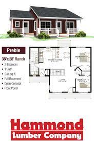The Preble Is A 38 X28 Open Concept Ranch Style Home That Is 944 Sq Ft It Has 2 Bedrooms 1 Bath Ranch House Plans Basement House Plans Ranch House Designs