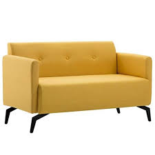 Festnight Sofa 2 Seater Fabric Sofa Lounge Sofa Upholstered Sofa Wooden Frame With Fabric Cover 115 X 60 X 67 Cm Ligh 2 Sitzer Sofa Sofa Stoff Gelb