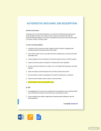 Automotive Mechanic Job Ad And Description Template Free Pdf Google Docs Word Template Net Mechanic Jobs Automotive Mechanic Automotive Detailing