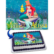 Buy products such as celebrations happy birthday flash cake decor at walmart and save. The Little Mermaid Birthday Cake Personalized Cake Toppers Edible Frosting Photo Icing Sugar Paper A4 Sheet 1 4 Edible Image For Cake Walmart Com Walmart Com