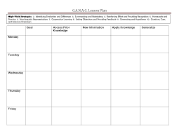 Ganag Template Days Across The Top Lesson Plans Template High School Teaching Plan Templates Lesson Plan Templates