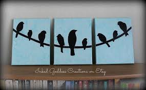 Diy Birds On A Wire Painting Pin By Aly Lockhart On Harper S Room Diy Canvas Art Triptych Art Wall Kids