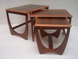 Vintage mid century two tier end table $ 125.00 vintage custom made round coffee table $ 295.00 vintage heywood wakefield coffee table with drawer $ 450.00 vintage hand made card table $ 185.00 mid century coffee table with black glass top $ 695.00 vintage hand painted french side table with glass. Set Of 3 Kalmar Mid Century Vintage Side Table Nest Retro G Plan Tables Era Parker Tables Invisedge