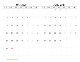 Printable june 2021 templates are available in editable word, excel, pdf & page format. May And June 2021 Calendar Calendar Quickly