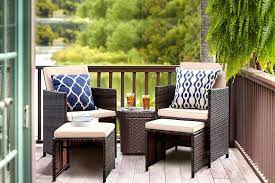 4 piece black wicker patio set. Buy Kaimeng 4 Pieces Patio Furniture Space Saving Outdoor Brown Black Wicker Rattan Dining Sofa Chairs Cushioned Balcony Porch Sets With Ottomans Beige Online In Indonesia B08sj8wccq