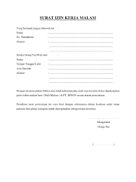 Surat izin orang tua yang bertanda tangan dibawah ini kami : Surat Izin Kerja Malam Docx