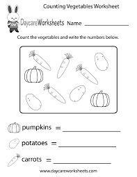 Free Counting Vegetables Worksheet For Preschool Preschool Worksheets Kindergarten Worksheets Preschool Math