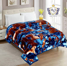 KASHMIR Dark Blue Oranz Mink Blanket - BLJ Overseas Private Limited