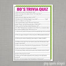 80 S Trivia Quiz Game Etsy Trivia Quiz 80s Party 80s Birthday Parties