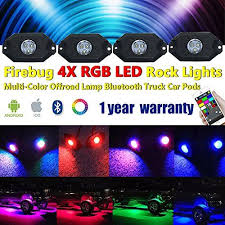Firebug Led Rgb Rock Lights For Trucks Multi Color Cell Phone App Bluetooth Control Under Car Led Lights Underg Led Rock Light Light Accessories Led Light Kits