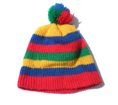 Colorful Striped Bobble Hat With Pom Pom In Red Blue Yellow Green Vintage Winter Hat 80s 90s Snow Ski Cap Pom Pom Hat Bobble Hats Vintage Winter