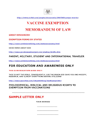Religious exemption vaccination letter form. Vaccine Exemption Memorandum Of Law