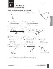 Some of the worksheets for this concept are 4 the exterior angle theorem, triangle, exterior angle theorem 1, angle pairs work pdf, kuta work using angle relationships finding the, interior angle 1, identify the angle pair as either corresponding angles, multiple choice find the sum of the interior angle. Chapter 4 1 Tiangle Sum Exterior Angle Theorems Worksheet Pdf Lesson Name Date 4 1 Practice C For Use With Pages 194201 Classify The Triangle By Course Hero