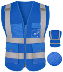 Get safety vests & protective clothing from top brands at kmart. M Blue High Visibility Blue Safety Vest Mesh Reflective For Men With Pockets And Zipper Breathable Hi Vis Construction Surveyor Work Wear Vest Tools Home Improvement Safety Apparel Ohmychalk Com