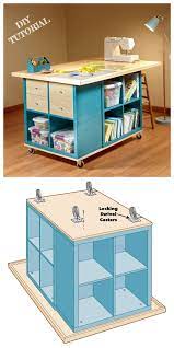 This one has a base made from a bunch of storage cubes, put together like a puzzle. Ikea Kallax Cube Craft Table Diy Tutorial Diy Magazine
