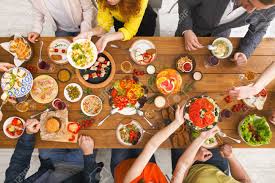 Combine two of the world's most popular ingredients: People Eat Healthy Meals At Served Table Dinner Party Table Top View Stock Photo Picture And Royalty Free Image Image 81790017