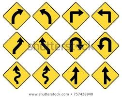 Black And White Diamond Road Sign Left Right Direction Warning Road Sign Set On Yellow Diamond Board With Black Arrow Symbols Flat Design Vector Road Signs Yellow Road Signs Signs