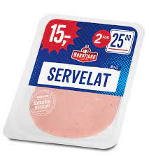 A sausage typically made of ground beef, pork, and various spices and usually. Servelat Nordfjord Kjott As