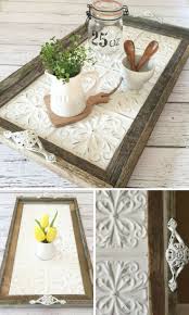 Serving Tray Ceiling Tin Tray Farmhouse Tray Rustic Serving Tray Table Decoration Floral Design A Rustic Serving Trays Diy And Crafts Sewing Tin Ceiling