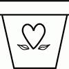Printable coloring pages of flower pots flowers and hearts. 1