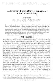 Pdf An Evaluative Essay On Current Conceptions Of Effective Leadership
