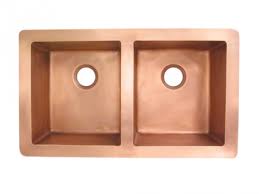 double bowl copper kitchen sink with