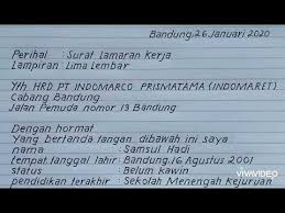 Contoh untuk lulusan sma yang ingin bekerja di pt. Contoh Surat Lamaran Kerja Indomaret Pramuniaga Youtube