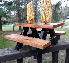 Picnic Table Squirrel Feeder By Myrainydayfinds On Etsy In 2020 Diy Bird Feeder Squirrel Feeder Diy Painted Picnic Tables