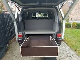 Seitenteile und eine bodenplatte klappen aus dem fahrzeug nach hinten heraus und werden durch die heckklappe. Vw T4 Heckschublade Neu 100cm Vollauszuge Mit 138kg Belastbarkeit Teilbar Ebay