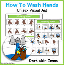 Hand Washing Visual Chart Dark Skin Icons By Kids Learning