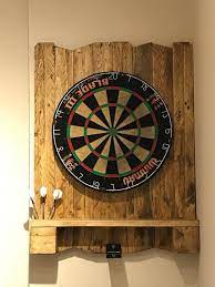 Handmade Driftwood Dart Board Dartboard Backboard With Shelf Made From Recycled Pallet Wood Dart Board Wood Pallets Dart Board Wall