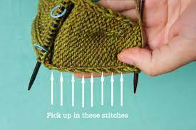 With rs facing, insert the needle into the middle of the first whole stitch next to the shaping, wrap the yarn. Picking Up And Knitting Stitches Tin Can Knits