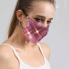 Máscaras de lentejuelas brillantes Máscaras de lentejuelas con brillo rosa  Cadena ajustable Mascarada