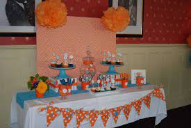 Orange And Turquoise Baby Shower Party Ideas Photo 3 Of 20 Orange Baby Shower Green Baby Shower Baby Shower