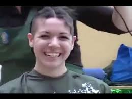 Beautiful Girl with Long Curly Hair Shaved to Bald