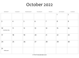October 2022 Calendar Templates